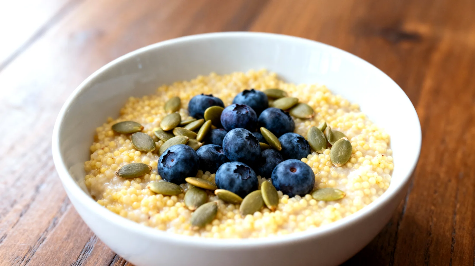 Porridge di miglio con semi di zucca e mirtilli"