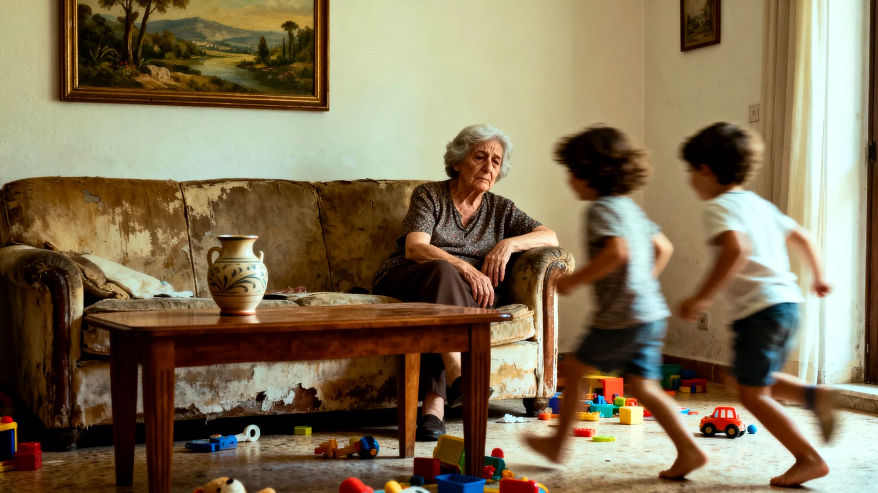 Nonna che fatica a gestire l'impulsività e i comportamenti oppositivi dei nipoti bambini durante il tempo trascorso insieme"