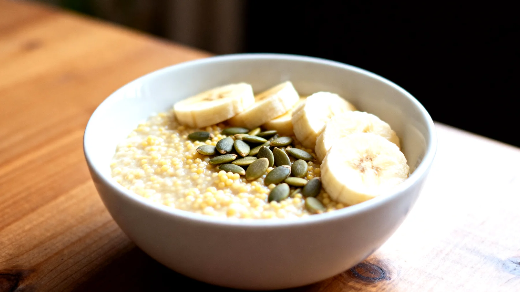 Porridge di miglio con semi di zucca e banana"