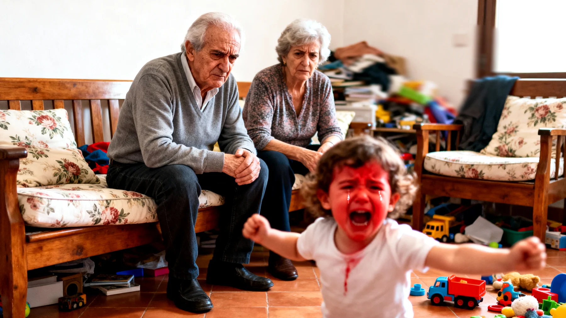 I nonni faticano a gestire i capricci e le crisi di frustrazione dei nipoti bambini quando le cose non vanno come vorrebbero, sentendosi impotenti di fronte a pianti improvvisi, urla e comportamenti oppositivi durante momenti semplici come il gioco, i pasti o le attività quotidiane."