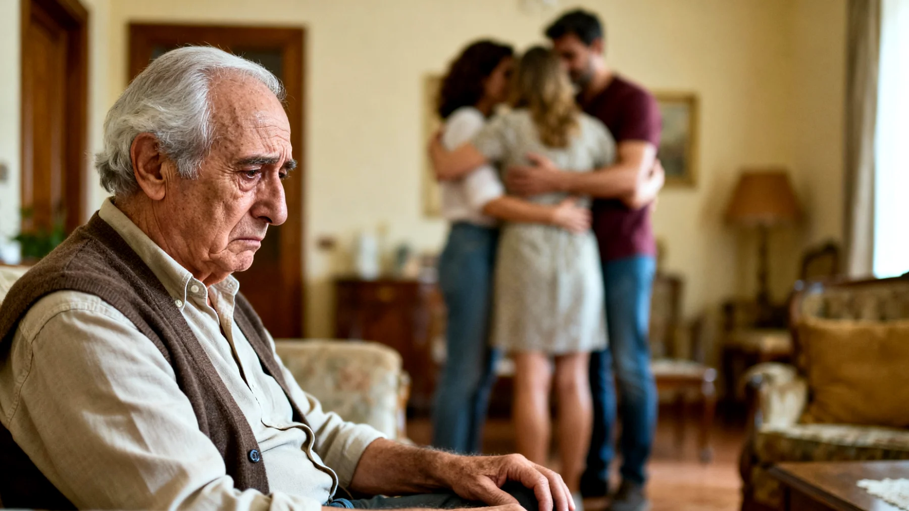 Il nonno si sente escluso e ferito perché percepisce favoritismi tra i nipoti giovani adulti, notando che alcuni ricevono più attenzioni, visite o sostegno economico rispetto ad altri, creando tensioni familiari e un senso di impotenza nel gestire questi squilibri."